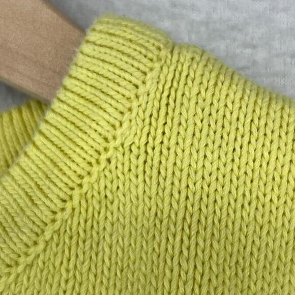 FP BEACH Sweater L FREE PEOPLE Ribbed Boxy Cuff Short Sleeve Cotton Yellow - Picture 7 of 14